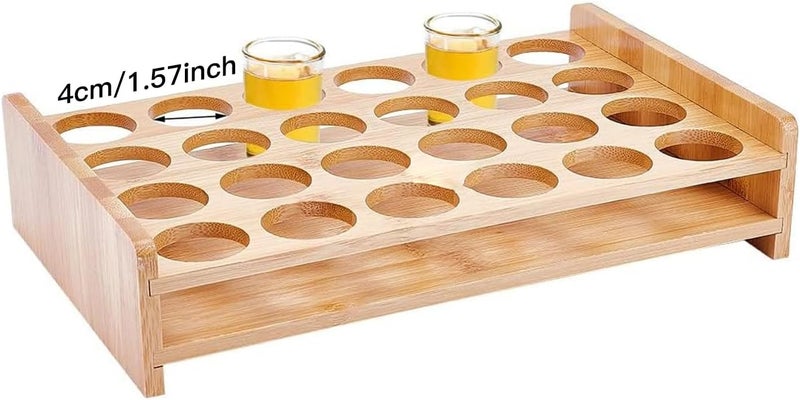 GeryVtee 24 Shot Glass Holder Wine Glass Cup Serving Tray Cups Organizer Shot Display for Bar Accessories for Party, Bar, Club Hole: 1.53 Inch - Image 1
